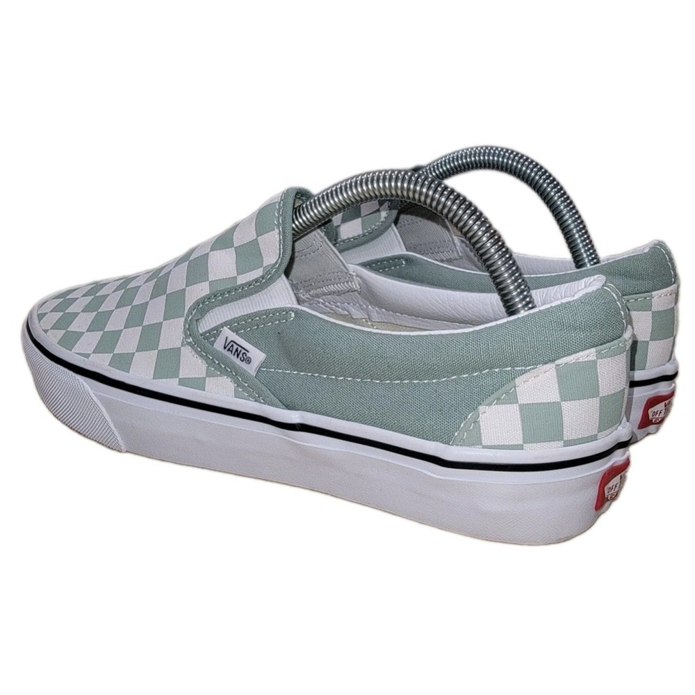 Vans Classic Slip-On Checkerboard Sage Green White Sneakers Womens 10 Mens 8.5 - Picture 4 of 11
